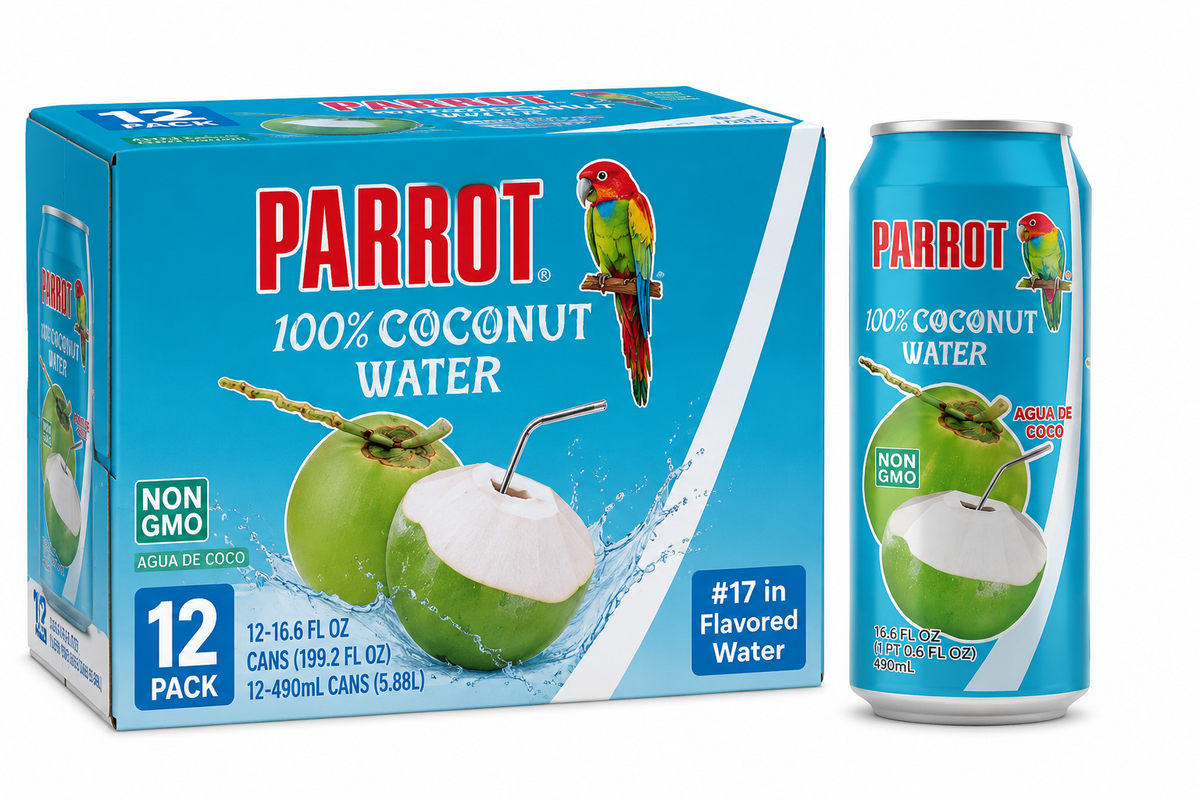 Parrot Coconut Water – 16.6 oz (12-Pack) – No Pulp