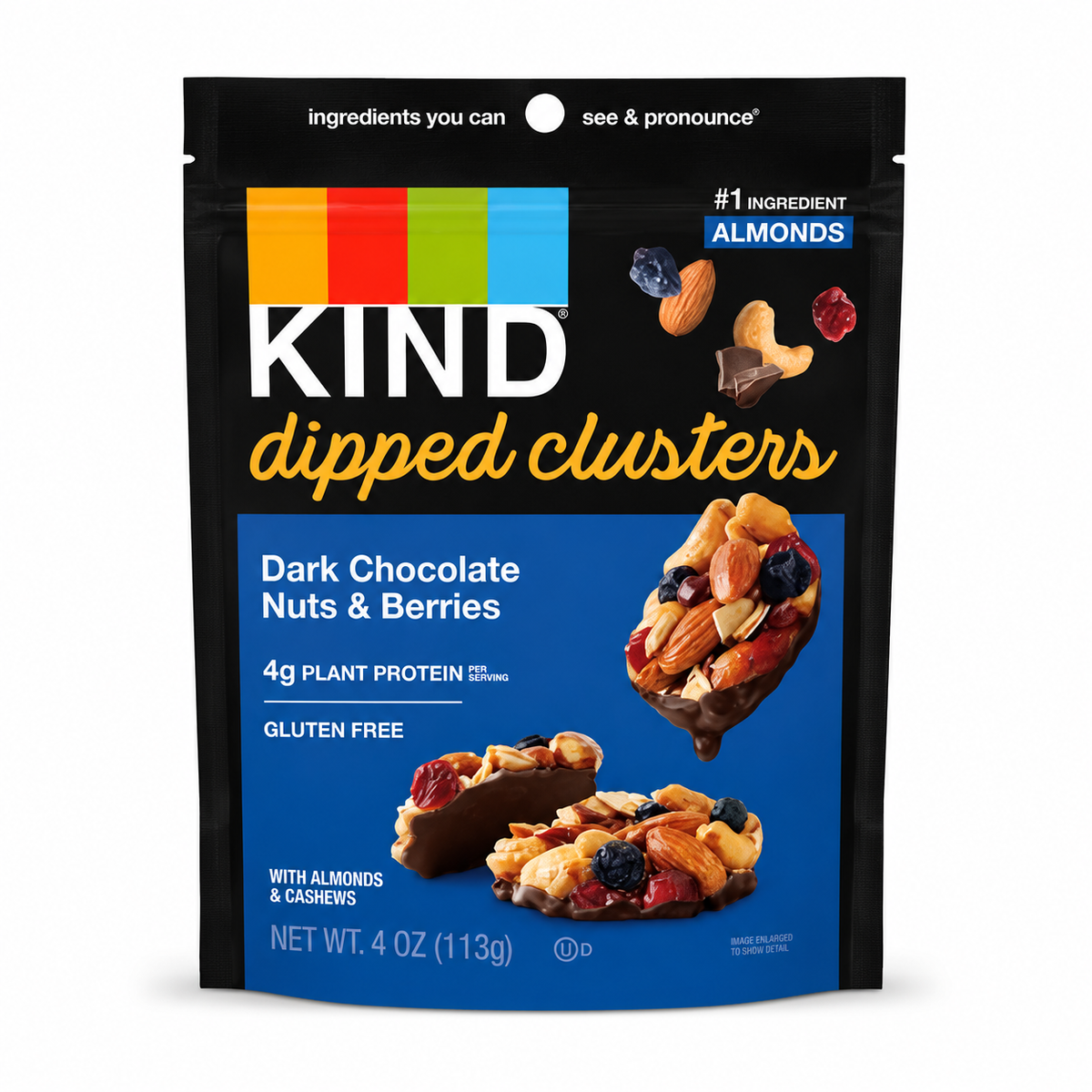 KIND Dipped Clusters Dark Chocolate Nuts & Berries – 4 oz (8 Pack)
